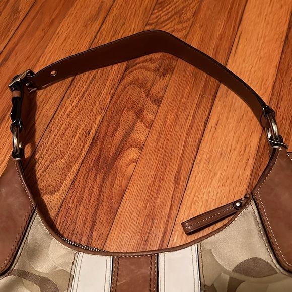 Coach Hampton Optic Stripe Hobo Shoulder Bag - Picture 10 of 11